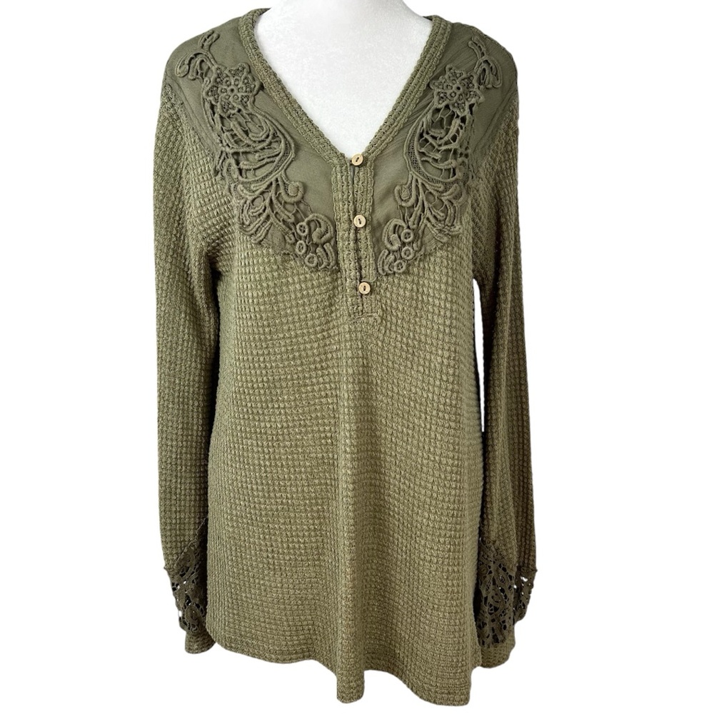 Miss Me Waffle Knit Hanley Oversized Crochet Top Women’s Size Small Boho